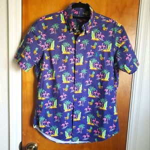 RALPH LAUREN ICONIC Hawaiian blue Oxford flamingo tropical classic SHIRT